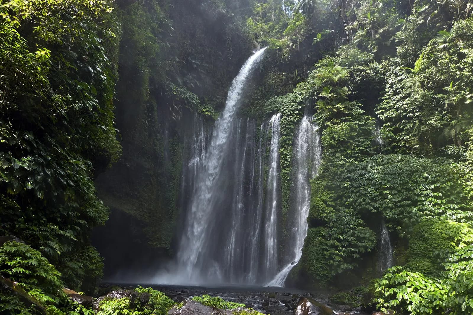 Cascade de Senaru dans la forêt, au pied du mont Rinjani, Lombok-Nord